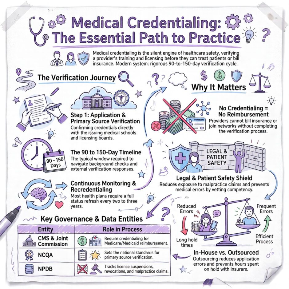 Guide to Medical Credentialing, Path to Practicing (infographic)