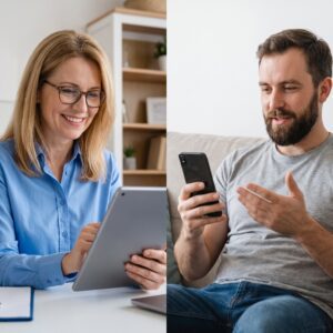 Medical Doctor w/ Patient Using Telehealth App