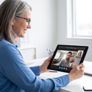 Medical Doctor W/ Patient Using Telehealth App