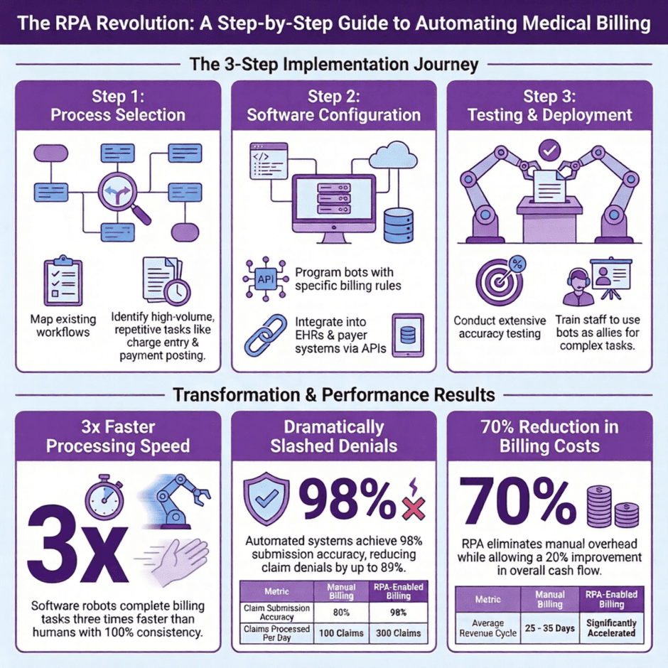Robotic Process Automation (RPA) Automating Medical Billing (infographic)