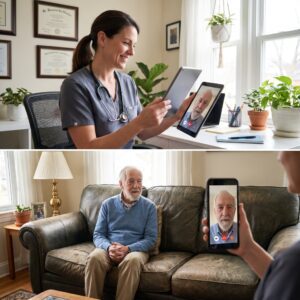 Telehealth Doctor on a Tablet Chatting W/ Elderly Patient