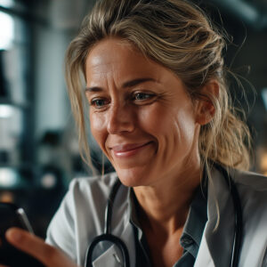 Caucasian Female Smiling Medical Doctor