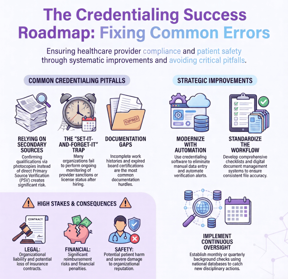 Fixing Credentialing Errors Guide (infographic)