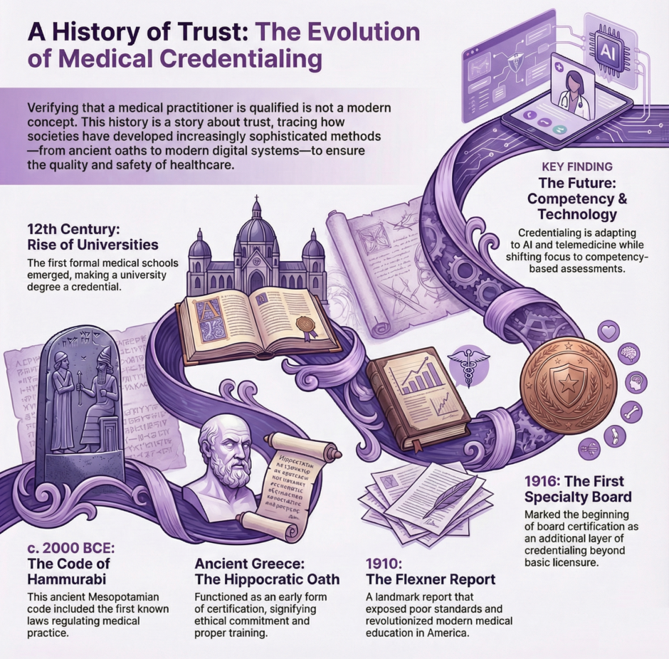 Historical Evolution of Medical Credentialing (infographic)