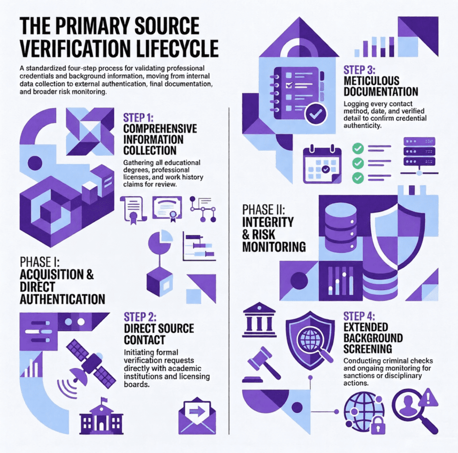 Primary Source Verification Lifecycle (infographic)