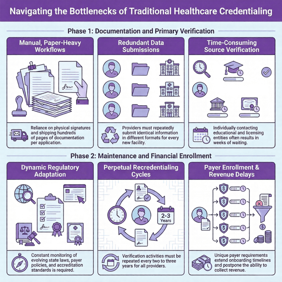 Bottlenecks of Traditional Medical Credentialing (infographic)