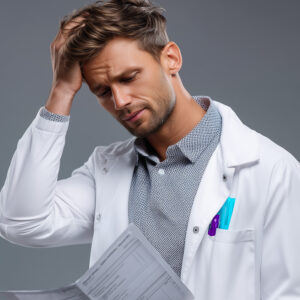Frustrated by Credentialing, White Male Doctor