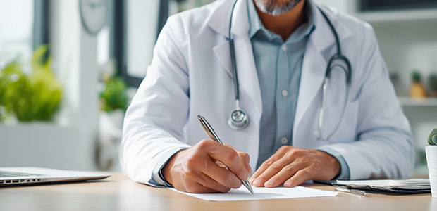 White Male Medical Doctor at Desk