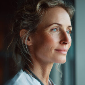 Aging, white, female medical doctor