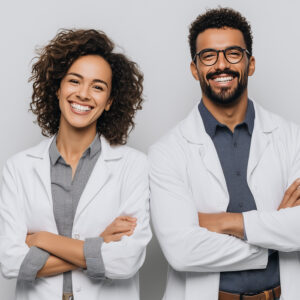 Pair of Male, Female Latino Medical Doctors Needing Credentialing