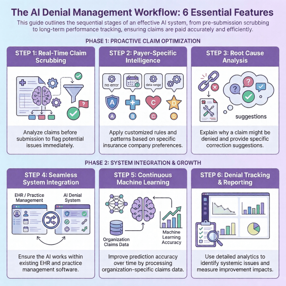 AI Denial Management Workflow (infographic)