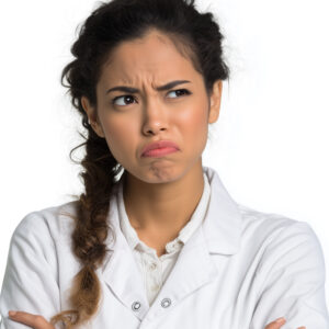 Frustrated White Female Healthcare Physician's Assistant