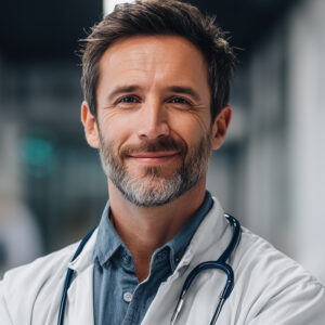 White Middle-Aged Male Medical Doctor