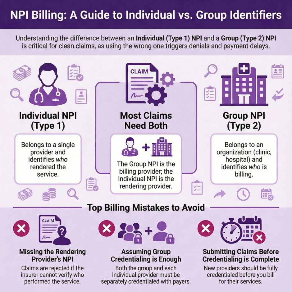 NPI Billing: Individual versus Group Identifiers (infographic)