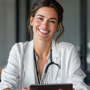 Professional Female Medical Doctor Smiling at Work