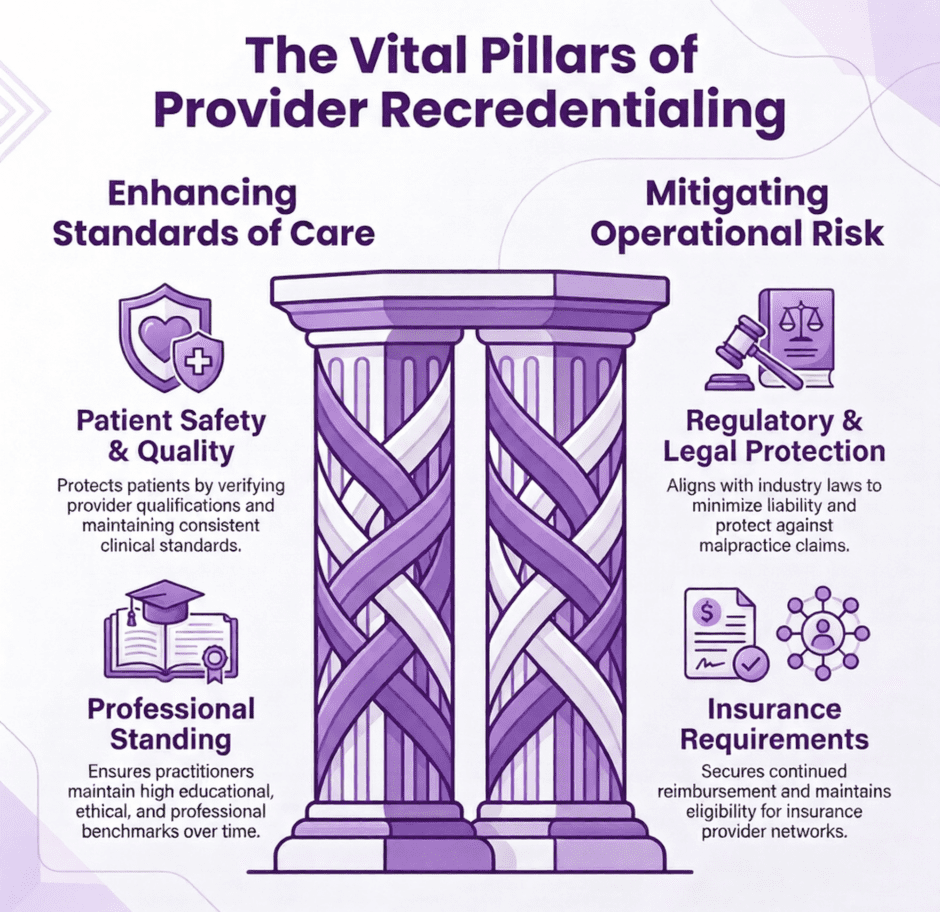 Vital Pillars of Provider Recredentialing (infographic)