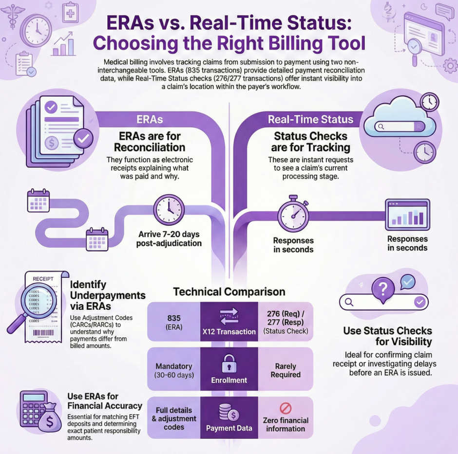 ERAs vs. Real-Time Status Checks (infographic)