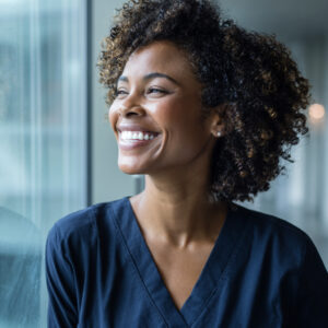 A pretty, black, female nurse