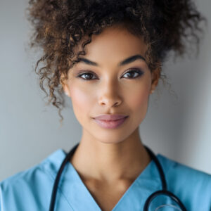 A pretty , young, mulatto physician's assistant