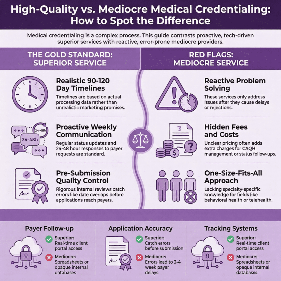 High Quality versus Mediocre Medical Credentialing (infographic)