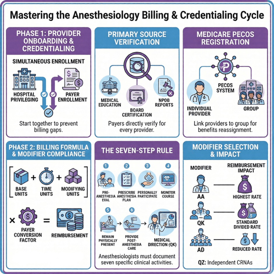 Anesthesiology Billing, Credentialing Cycle (infographic)