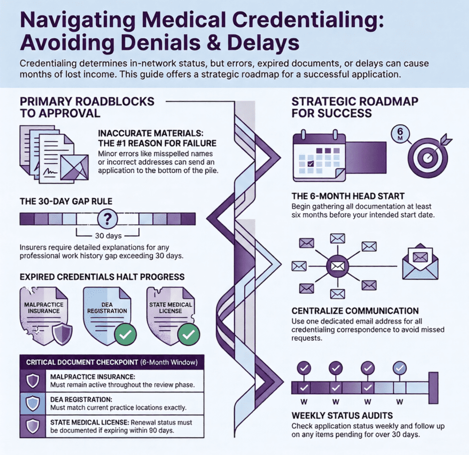 Avoiding Medical Credentialing Denials Guide (infographic)