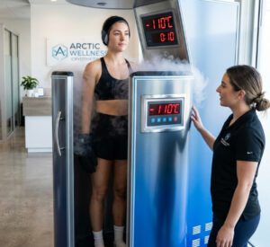 Cryotherapy chamber at a dermatologist office