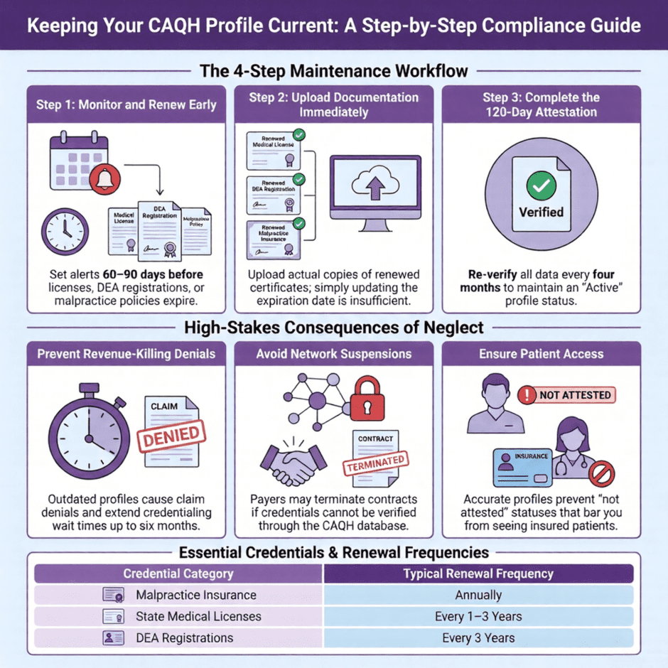 Keep CAQH Profile Current Guide (infographic)