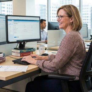 Medical Coder Applying CPT Codes (white female)