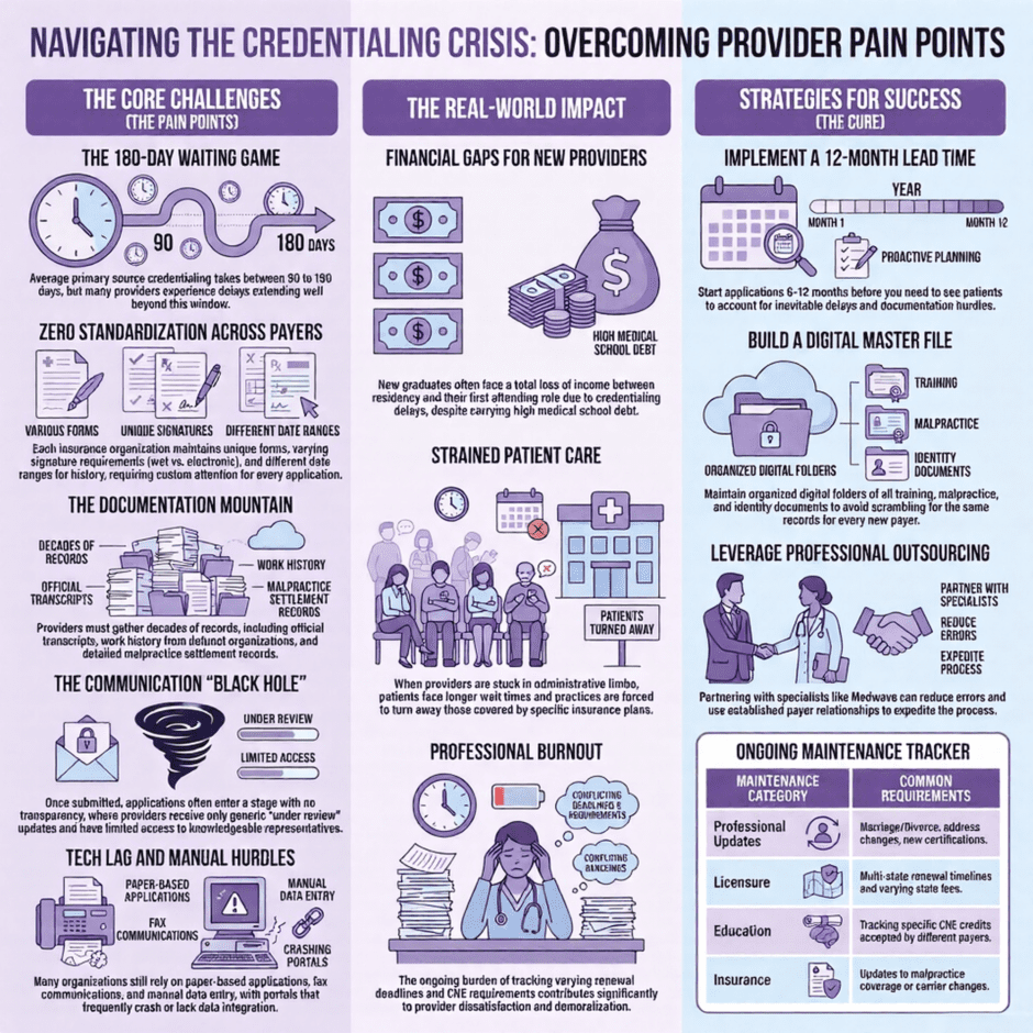 Medical Credentialing Pain Points (infographic)