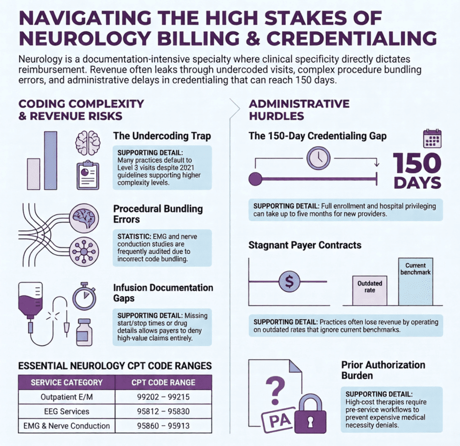 Neurology Billing, Credentialing Guide (infographic)