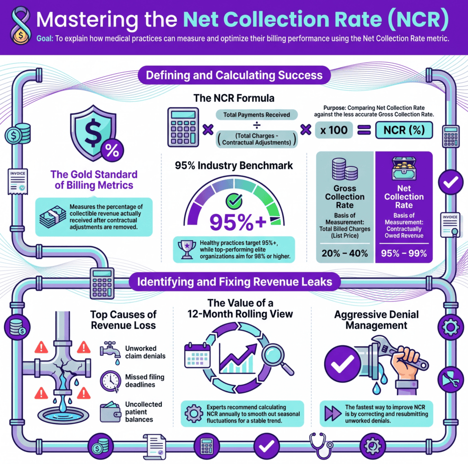 mastering-net-collection-rate-guide | Medwave Mastering the Net Collection Rate Guide (infographic)