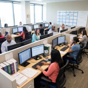 Medical Billers at Work, at Their Cubicles