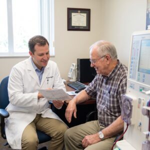 Nephrologist Assisting an Elderly Patient