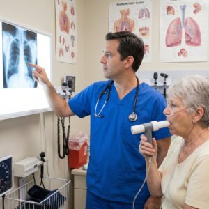 Pulmonology Doctor Treating Elderly Patient
