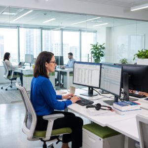 Medical Billing Specialist Working at Desk