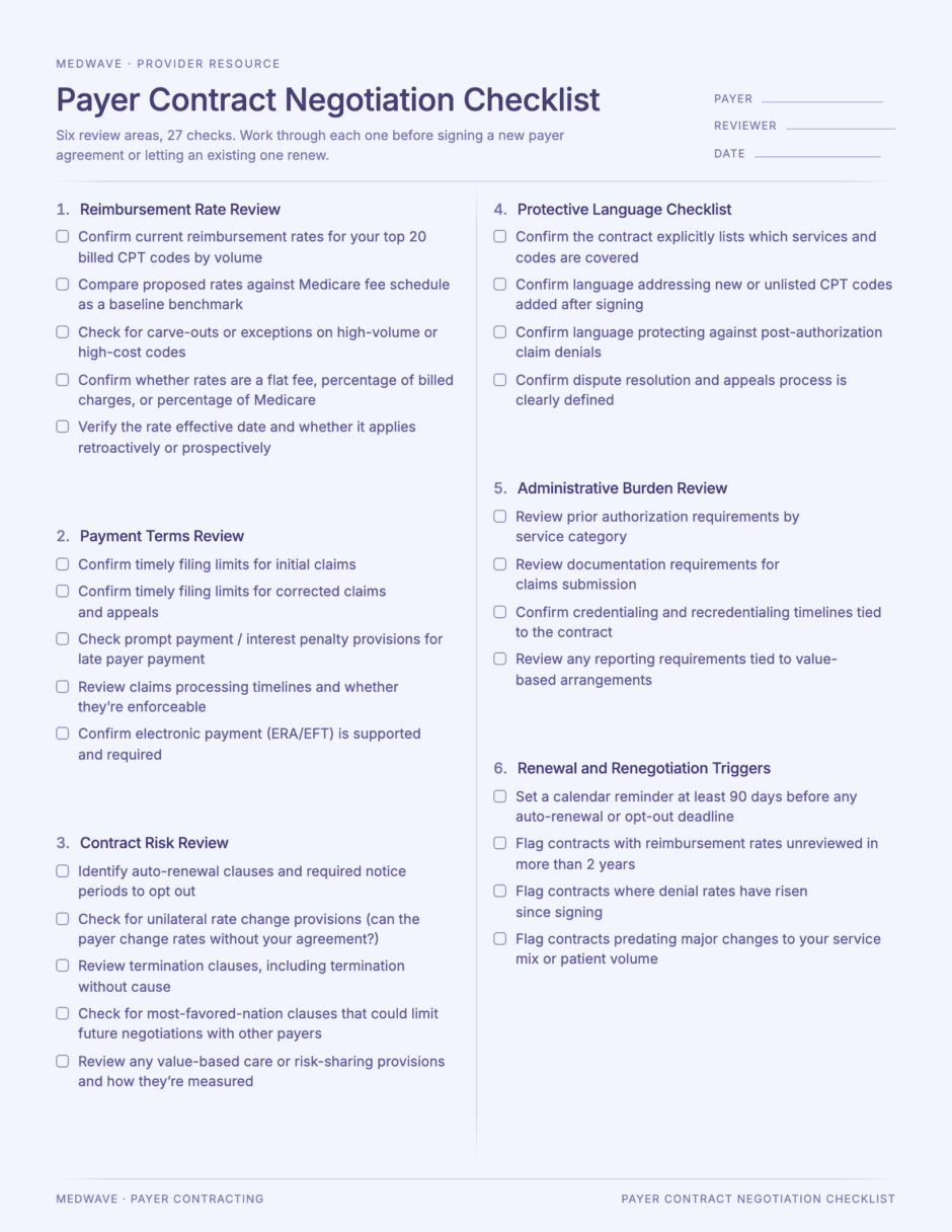 Payer Contract Negotiation Checklist (pdf)