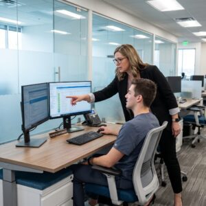rcm-manager-speaking-subordinate | Medwave Billing & Credentialing Medical Billing Boss Speaking with Subordinate